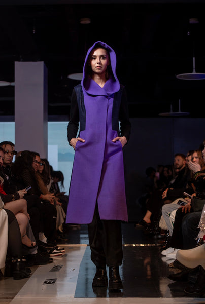 [LOW CLASSIC] / ☆ 24FW ALPACA WIDE COLLAR HALF COAT /PURPLE The Alpaca Hooded Long Vest - Alpaca International