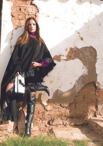 Hojas Pancho and Ruffle Cape