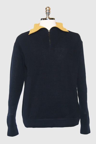 GO NAVY Men's Zipneck Sweater - Alpaca International
 - 1